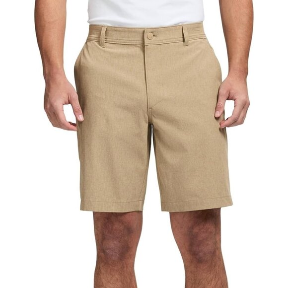 NWOT Hang Ten Men's Size 36 Tan Striped Performance Shorts Polyester & Elastane - Picture 1 of 9